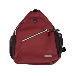 Mosiso Sling Backpack With USB Charging Port Water-Resistant Lightweight Maroon